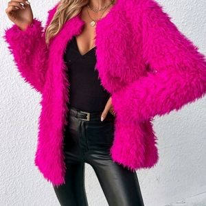 Bold Pink Faux Fur Jacket